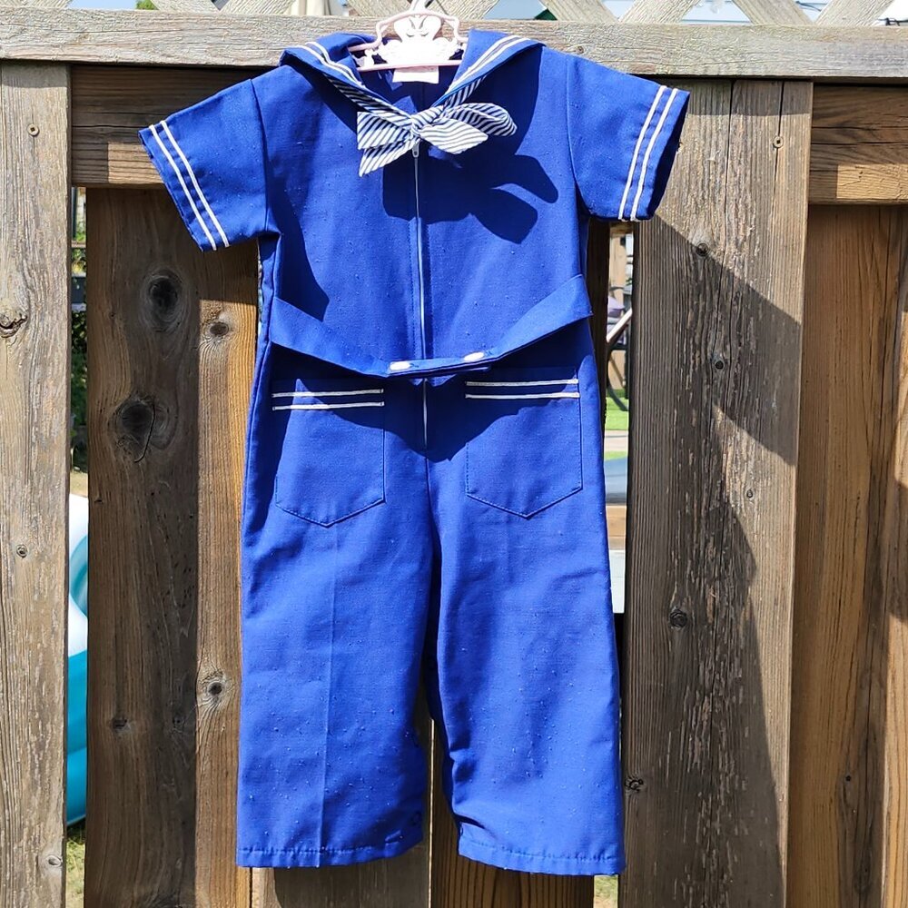 VINTAGE BABY SAILOR JUMPSUIT Size 12 Months CHARMING ORIGINALS Made in CANADA